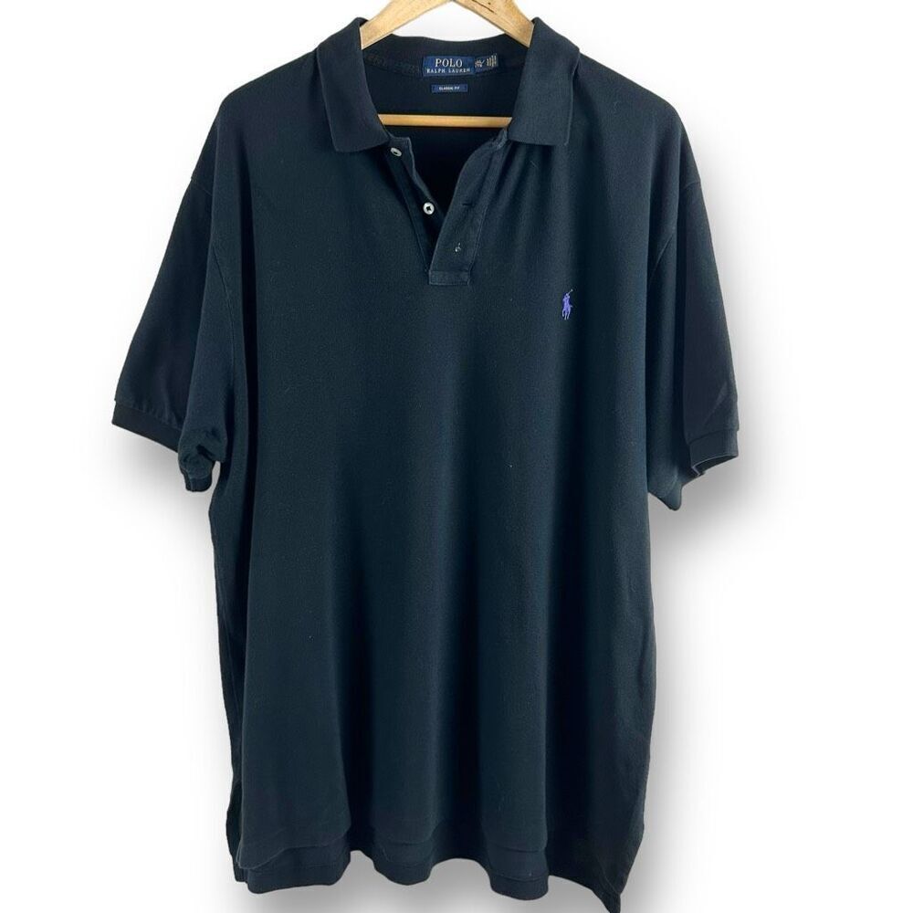 Polo Ralph Lauren Men's XXL Classic Fit Polo Shirt Black Purple Pony Logo Cotton